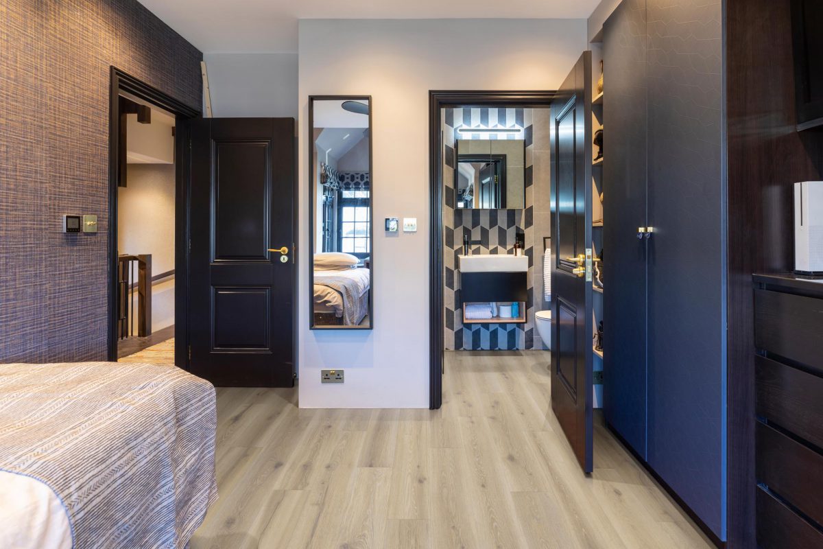 UK, London, interior view of a bedroom in a luxurious property